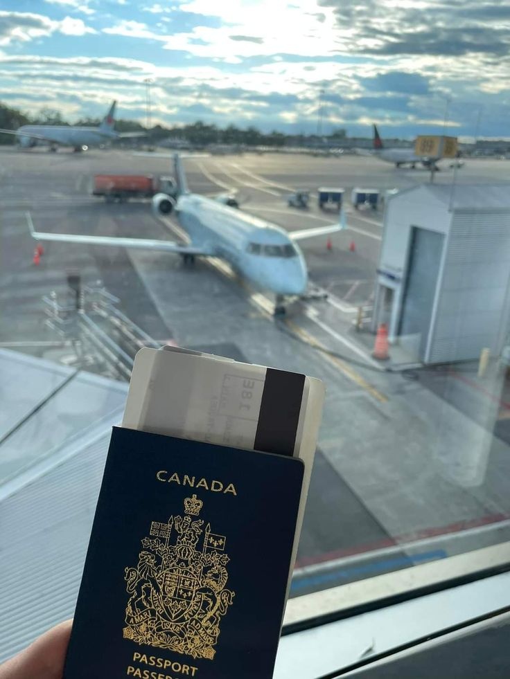 Passport and boarding materials photographed while travelling